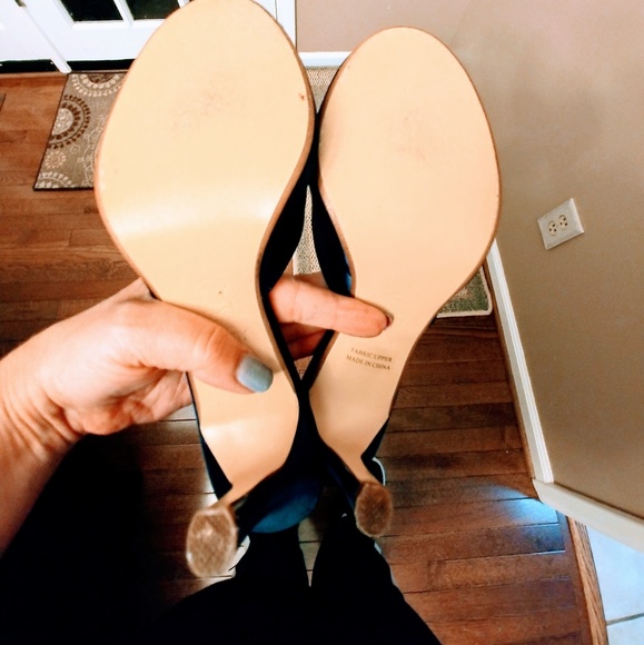 Dark blue/navy satin shoes - Picture 2 of 3